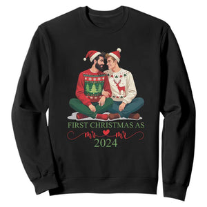 Our First Christmas As Mr Mr 2024 Sweatshirt LGBT Gay Couple Xmas TS09 Black Print Your Wear