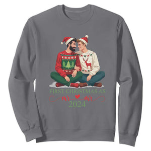 Our First Christmas As Mr Mr 2024 Sweatshirt LGBT Gay Couple Xmas TS09 Charcoal Print Your Wear
