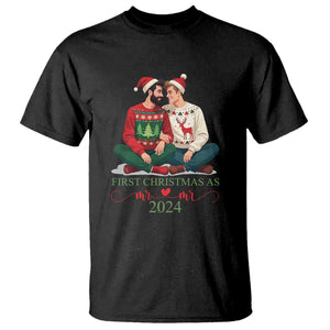 Our First Christmas As Mr Mr 2024 T Shirt LGBT Gay Couple Xmas TS09 Black Print Your Wear
