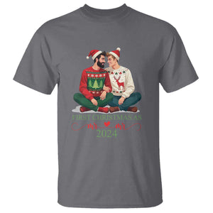Our First Christmas As Mr Mr 2024 T Shirt LGBT Gay Couple Xmas TS09 Charcoal Print Your Wear