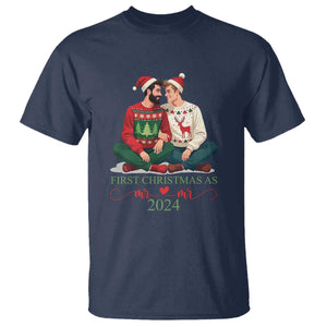 Our First Christmas As Mr Mr 2024 T Shirt LGBT Gay Couple Xmas TS09 Navy Print Your Wear