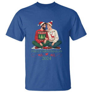 Our First Christmas As Mr Mr 2024 T Shirt LGBT Gay Couple Xmas TS09 Royal Blue Print Your Wear