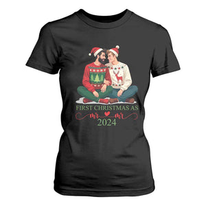 Our First Christmas As Mr Mr 2024 T Shirt For Women LGBT Gay Couple Xmas TS09 Black Print Your Wear