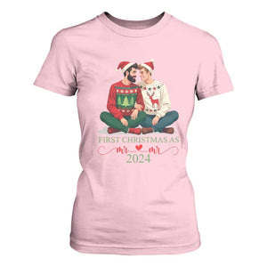 Our First Christmas As Mr Mr 2024 T Shirt For Women LGBT Gay Couple Xmas TS09 Light Pink Print Your Wear