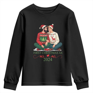Our First Christmas As Mr Mr 2024 Youth Sweatshirt LGBT Gay Couple Xmas TS09 Black Print Your Wear