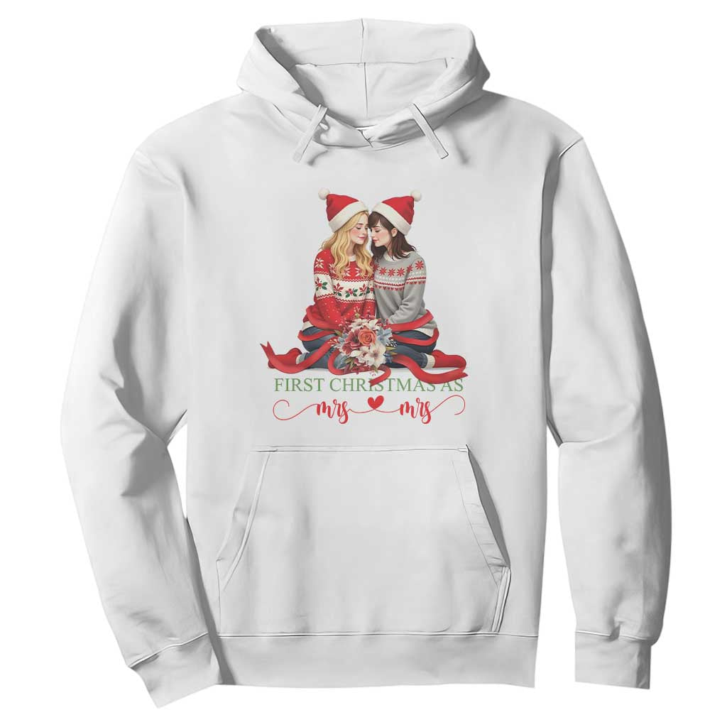 Our First Christmas As Mrs Mrs Hoodie LGBT Les Couple Xmas TS09 White Print Your Wear