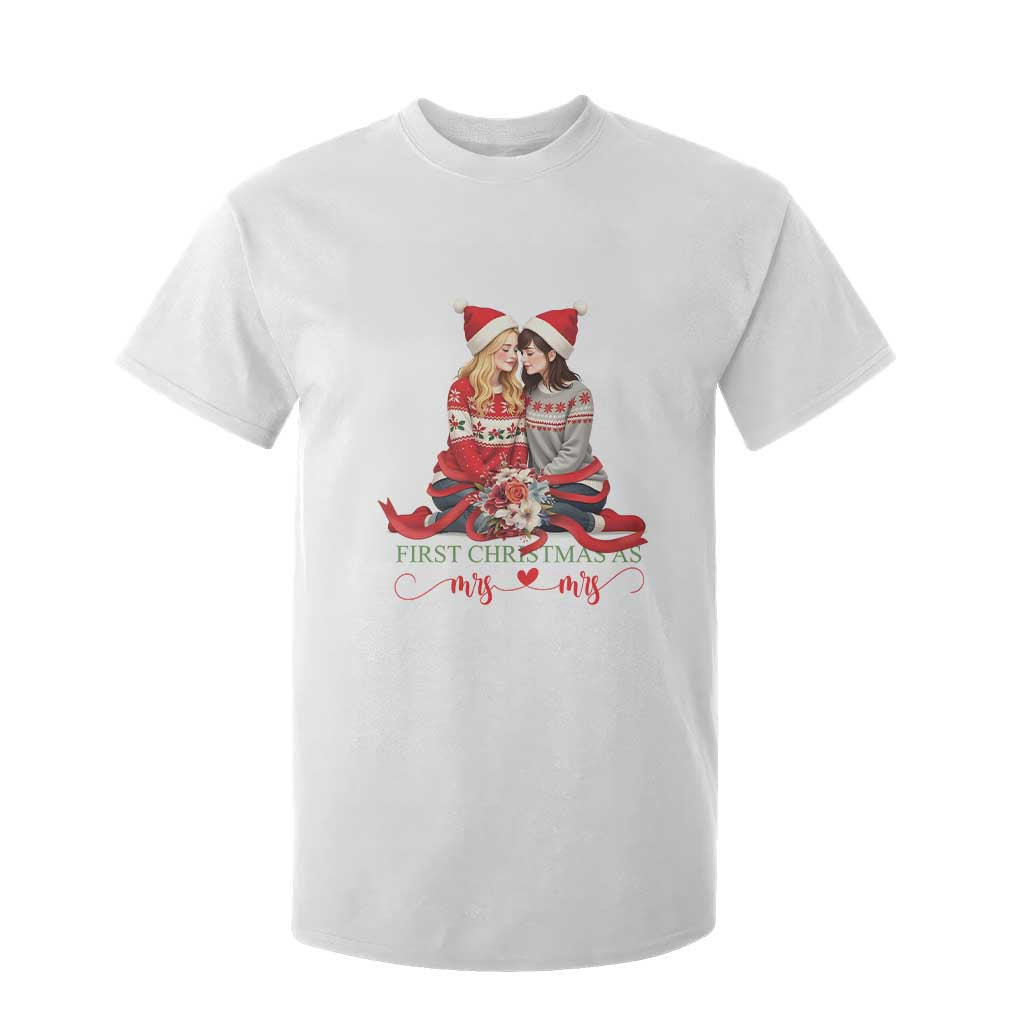 Our First Christmas As Mrs Mrs T Shirt For Kid LGBT Les Couple Xmas TS09 White Print Your Wear