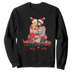Our First Christmas As Mrs Mrs Sweatshirt LGBT Les Couple Xmas TS09 Black Print Your Wear