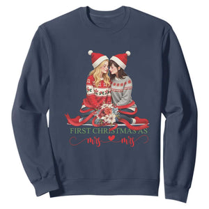 Our First Christmas As Mrs Mrs Sweatshirt LGBT Les Couple Xmas TS09 Navy Print Your Wear