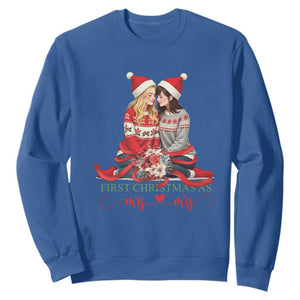 Our First Christmas As Mrs Mrs Sweatshirt LGBT Les Couple Xmas TS09 Royal Blue Print Your Wear