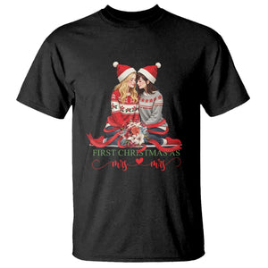 Our First Christmas As Mrs Mrs T Shirt LGBT Les Couple Xmas TS09 Black Print Your Wear
