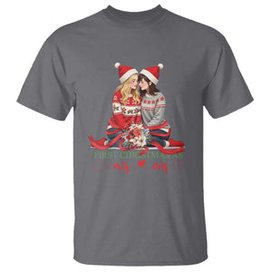 Our First Christmas As Mrs Mrs T Shirt LGBT Les Couple Xmas TS09 Charcoal Print Your Wear