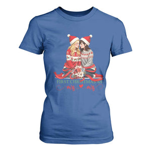 Our First Christmas As Mrs Mrs T Shirt For Women LGBT Les Couple Xmas TS09 Royal Blue Print Your Wear