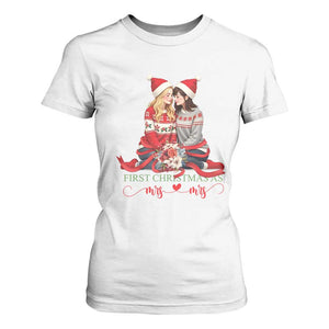 Our First Christmas As Mrs Mrs T Shirt For Women LGBT Les Couple Xmas TS09 White Print Your Wear