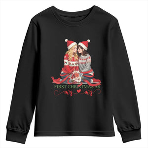 Our First Christmas As Mrs Mrs Youth Sweatshirt LGBT Les Couple Xmas TS09 Black Print Your Wear