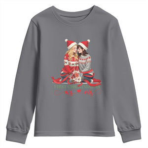 Our First Christmas As Mrs Mrs Youth Sweatshirt LGBT Les Couple Xmas TS09 Charcoal Print Your Wear