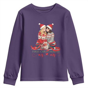 Our First Christmas As Mrs Mrs Youth Sweatshirt LGBT Les Couple Xmas TS09 Purple Print Your Wear