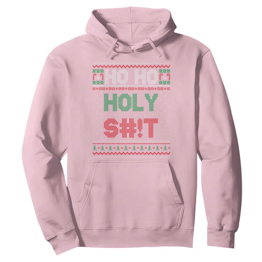 Funny Christmas Hoodie Ho Ho Holy Shit TS09 Light Pink Print Your Wear
