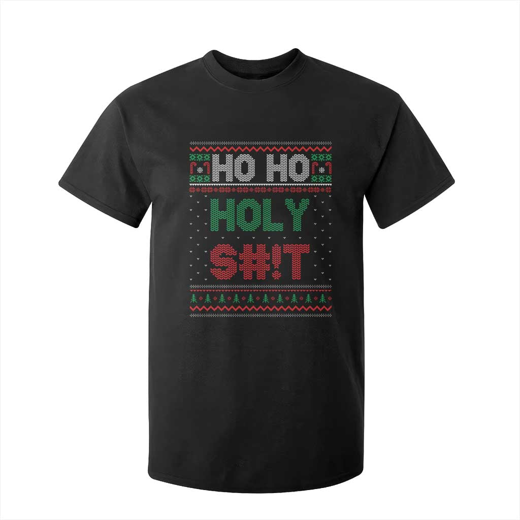 Funny Christmas T Shirt For Kid Ho Ho Holy Shit TS09 Black Print Your Wear