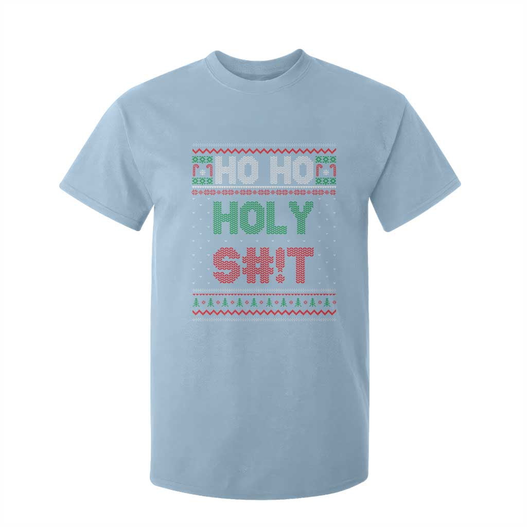Funny Christmas T Shirt For Kid Ho Ho Holy Shit TS09 Light Blue Print Your Wear