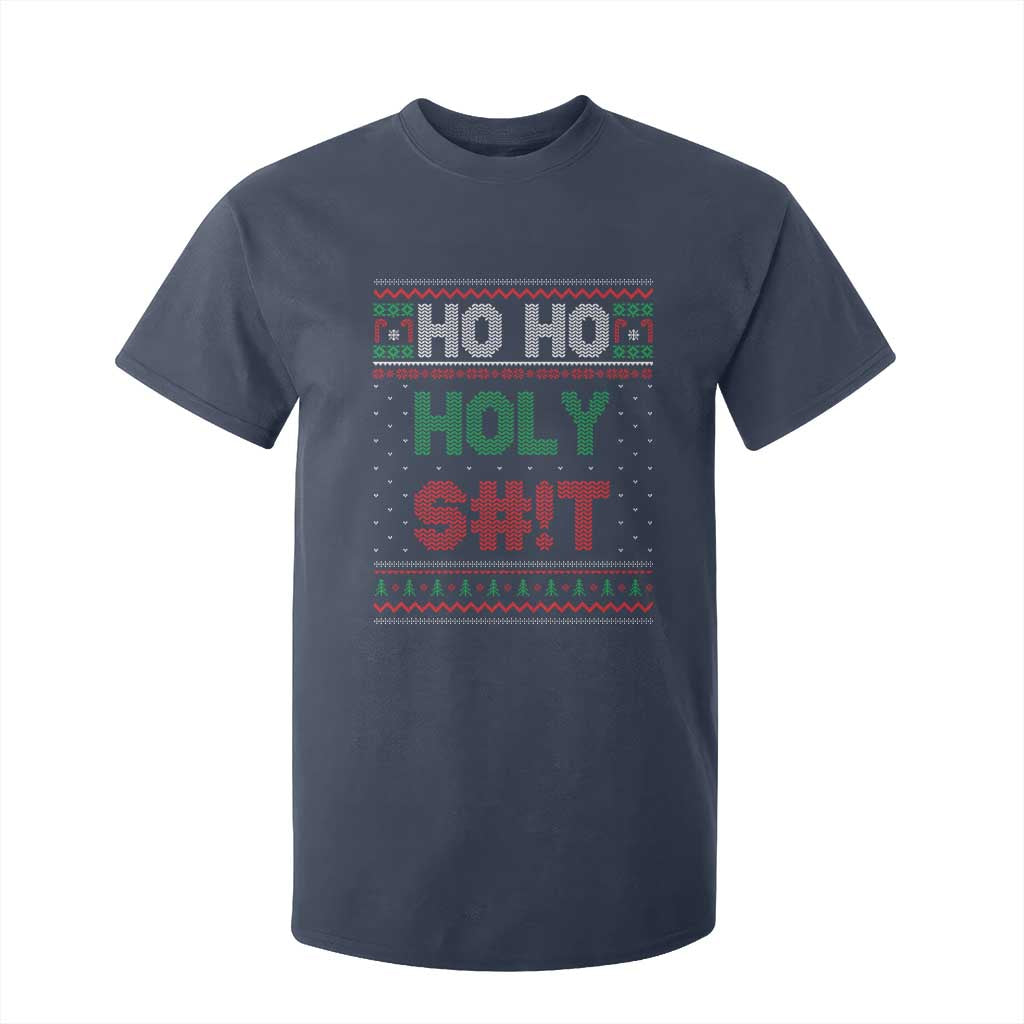 Funny Christmas T Shirt For Kid Ho Ho Holy Shit TS09 Navy Print Your Wear