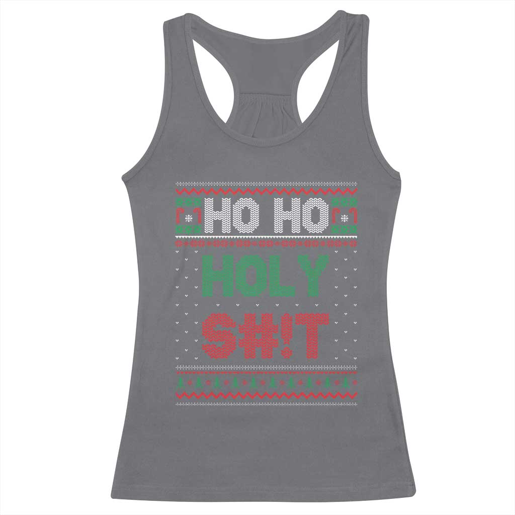 Funny Christmas Racerback Tank Top Ho Ho Holy Shit TS09 Charcoal Print Your Wear