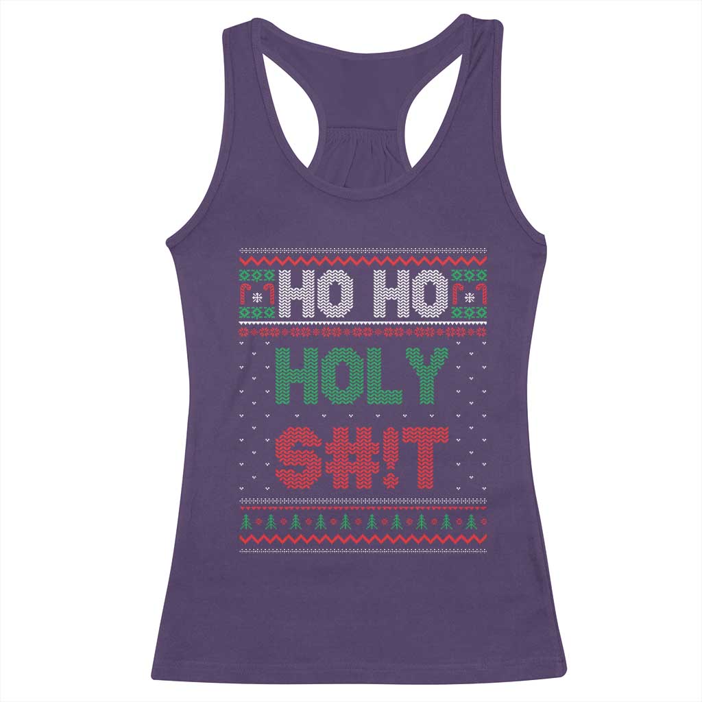 Funny Christmas Racerback Tank Top Ho Ho Holy Shit TS09 Purple Print Your Wear