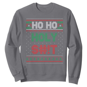 Funny Christmas Sweatshirt Ho Ho Holy Shit TS09 Charcoal Print Your Wear