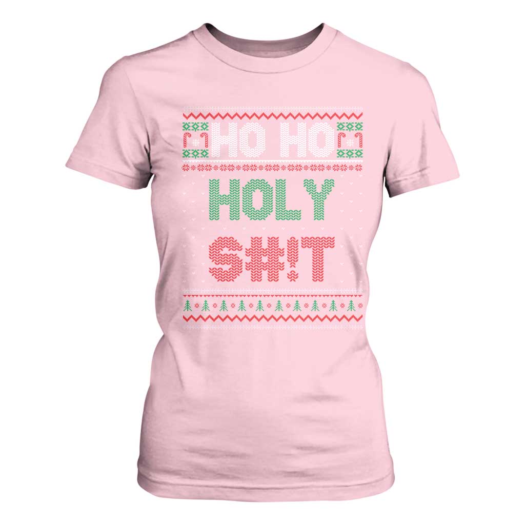 Funny Christmas T Shirt For Women Ho Ho Holy Shit TS09 Light Pink Print Your Wear