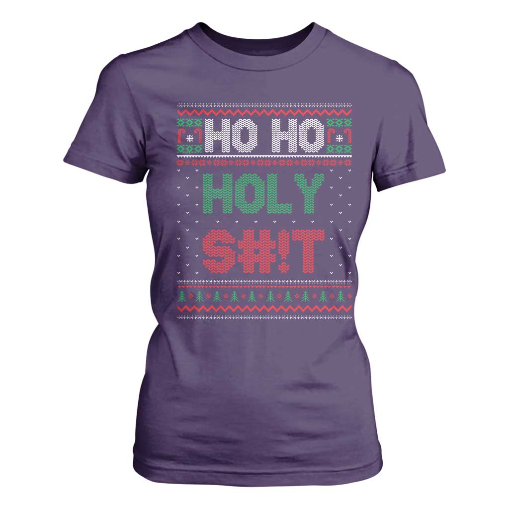 Funny Christmas T Shirt For Women Ho Ho Holy Shit TS09 Purple Print Your Wear