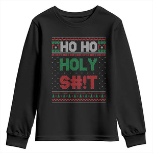 Funny Christmas Youth Sweatshirt Ho Ho Holy Shit TS09 Black Print Your Wear