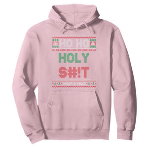 Funny Christmas Hoodie Ho Ho Holy S#!t What A Year - PrintYourWear Size: S Color: Light Pink