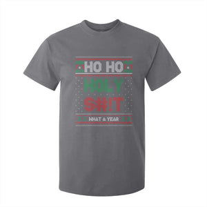 Funny Christmas T Shirt For Kid Ho Ho Holy S#!t What A Year - PrintYourWear Size: 2T Color: Charcoal