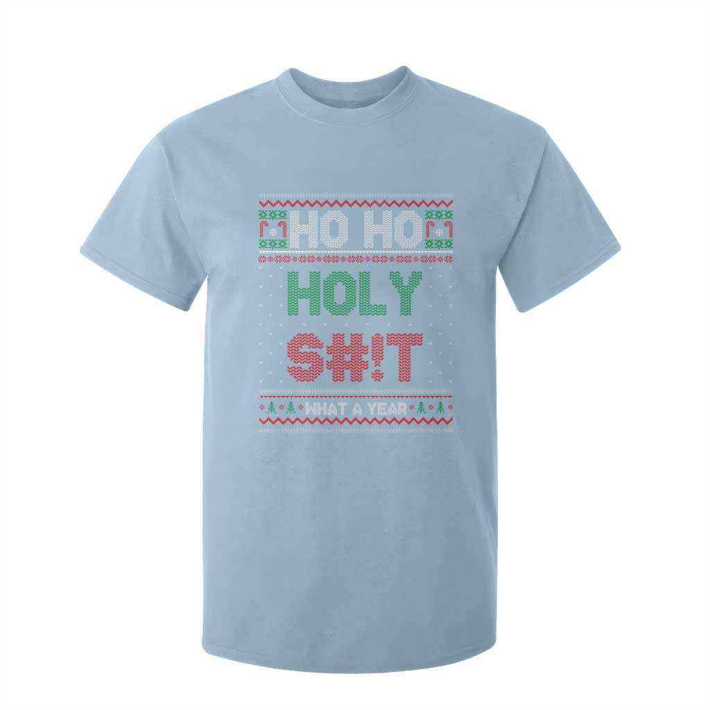 Funny Christmas T Shirt For Kid Ho Ho Holy S#!t What A Year - PrintYourWear Size: 2T Color: Light Blue