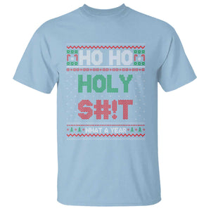 Funny Christmas T Shirt Ho Ho Holy S#!t What A Year - PrintYourWear Size: S Color: Light Blue