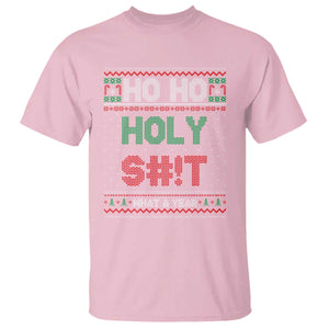 Funny Christmas T Shirt Ho Ho Holy S#!t What A Year - PrintYourWear Size: S Color: Light Pink