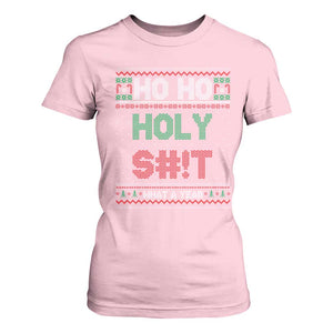 Funny Christmas T Shirt For Women Ho Ho Holy S#!t What A Year - PrintYourWear Size: S Color: Light Pink