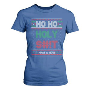 Funny Christmas T Shirt For Women Ho Ho Holy S#!t What A Year - PrintYourWear Size: S Color: Royal Blue