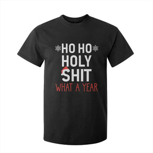 Funny Christmas T Shirt For Kid Ho Ho Holy Shit What A Year TS09 Black Print Your Wear
