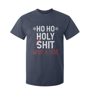 Funny Christmas T Shirt For Kid Ho Ho Holy Shit What A Year TS09 Navy Print Your Wear