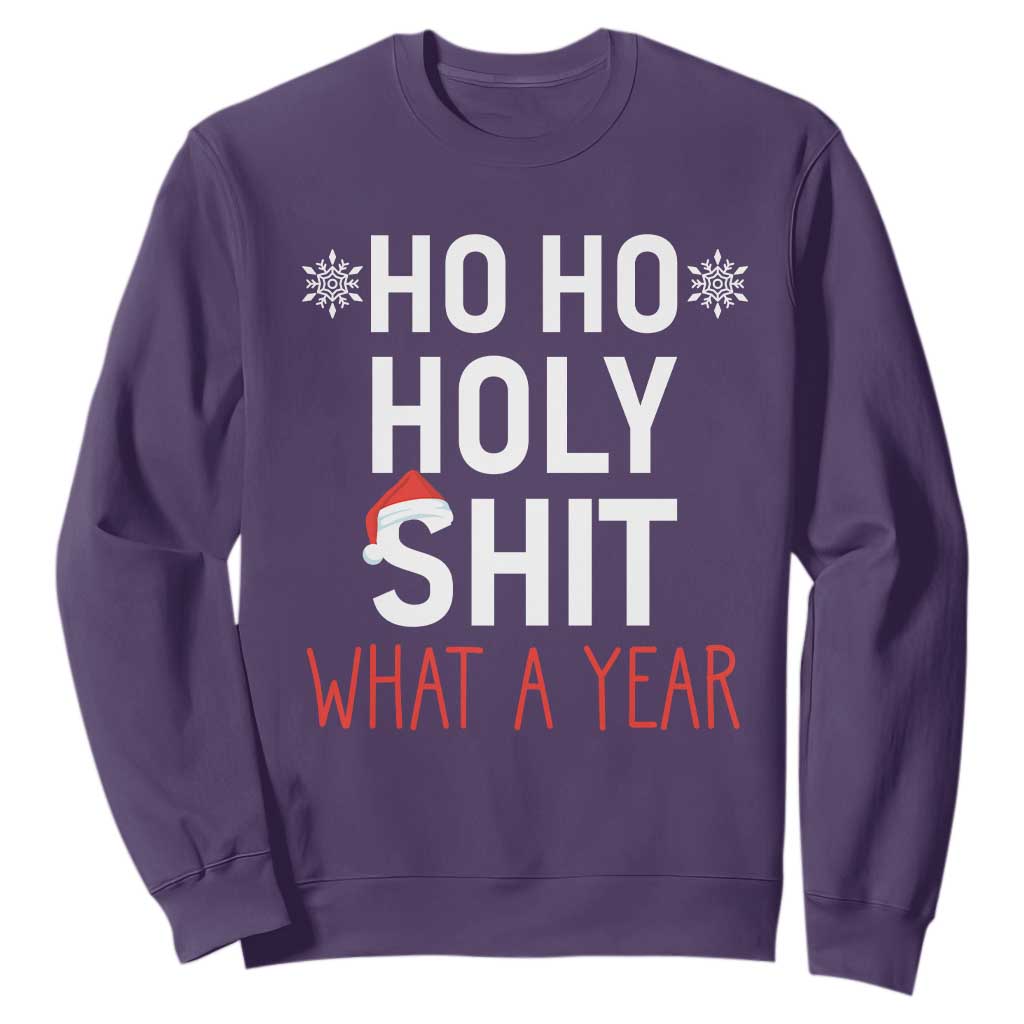 Funny Christmas Sweatshirt Ho Ho Holy Shit What A Year TS09 Purple Print Your Wear