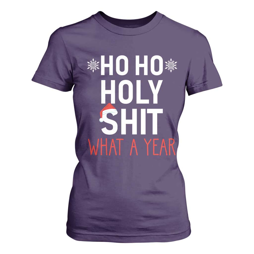 Funny Christmas T Shirt For Women Ho Ho Holy Shit What A Year TS09 Purple Print Your Wear