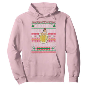 Funny Christmas Hoodie Ho Ho Holy Shit I'm Drunk Santa Drinking Beer TS09 Light Pink Print Your Wear