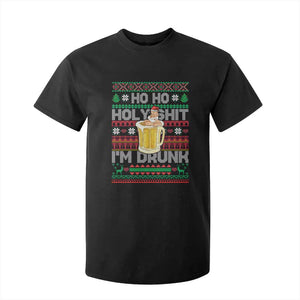 Funny Christmas T Shirt For Kid Ho Ho Holy Shit I'm Drunk Santa Drinking Beer TS09 Black Print Your Wear