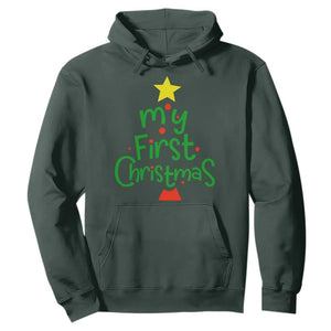 My First Christmas Family Matching Hoodie TS09 Dark Forest Green Print Your Wear