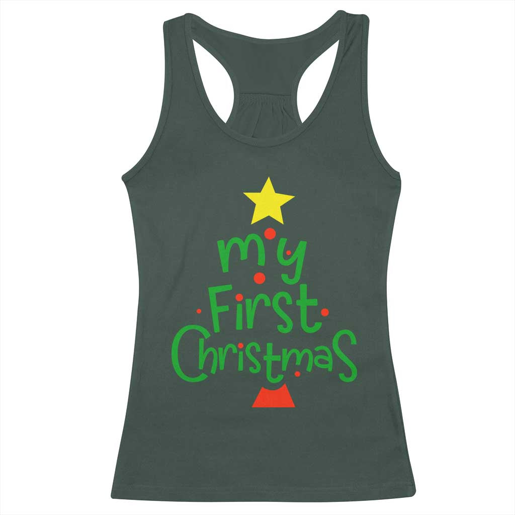 My First Christmas Family Matching Racerback Tank Top TS09 Dark Forest Green Print Your Wear