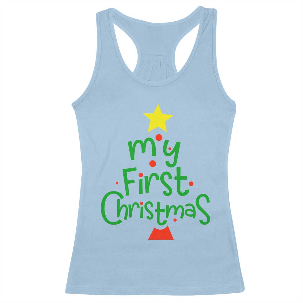 My First Christmas Family Matching Racerback Tank Top TS09 Light Blue Print Your Wear