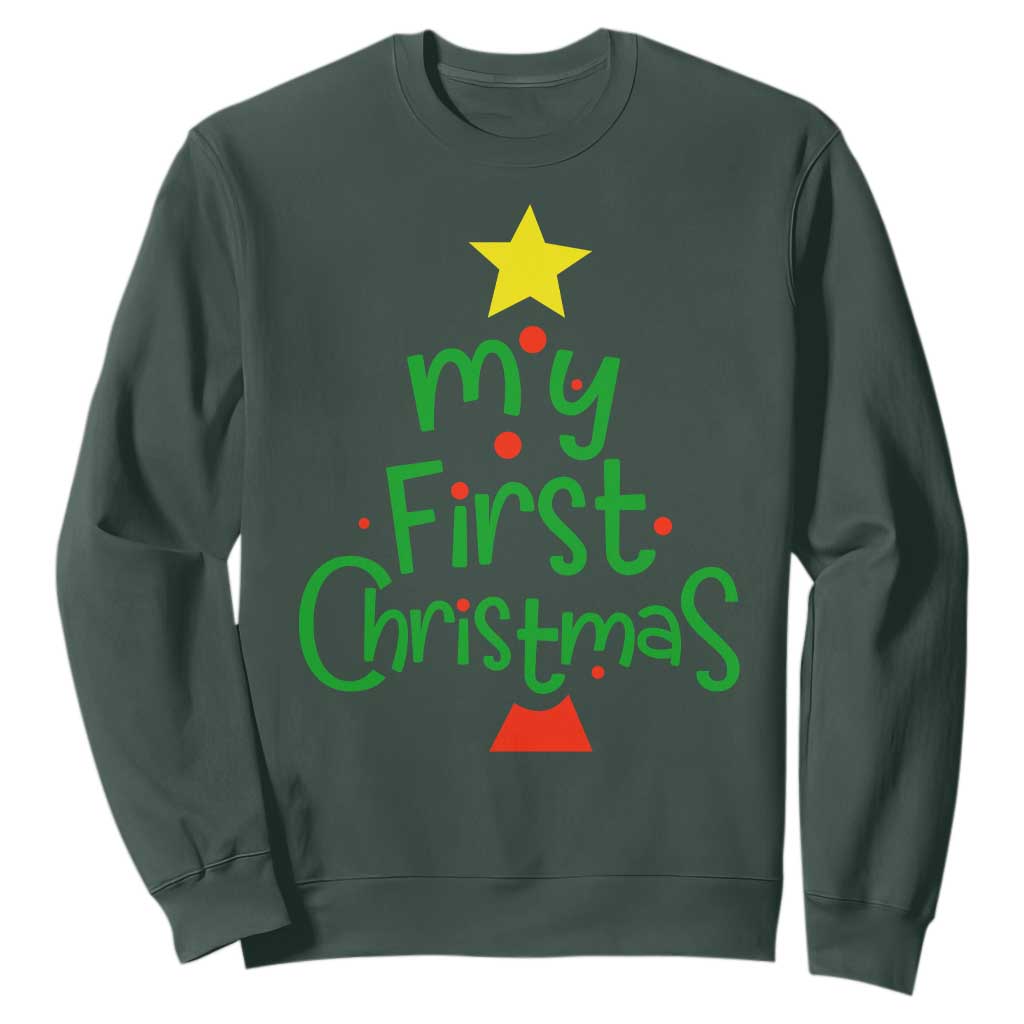 My First Christmas Family Matching Sweatshirt TS09 Dark Forest Green Print Your Wear