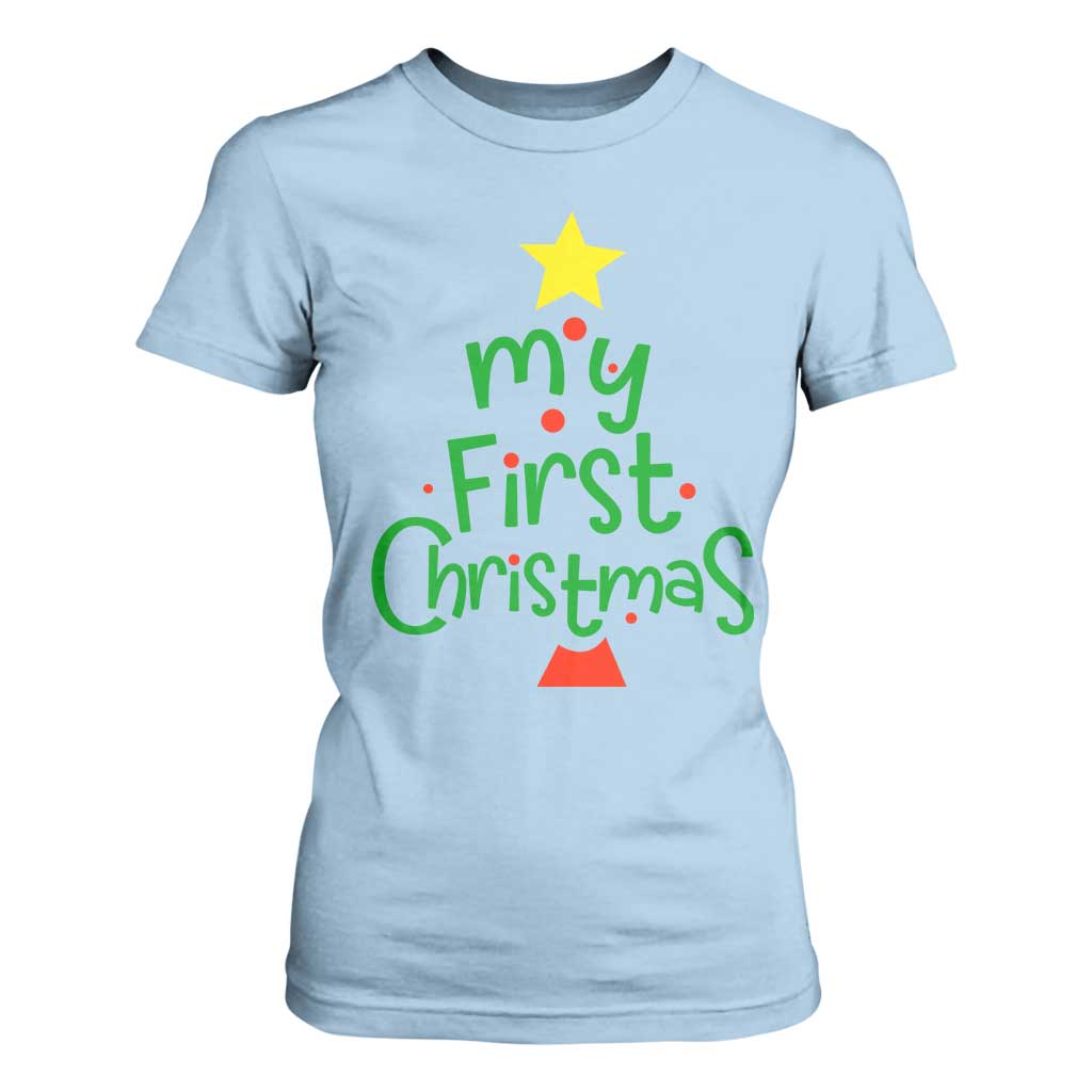 My First Christmas Family Matching T Shirt For Women TS09 Light Blue Print Your Wear