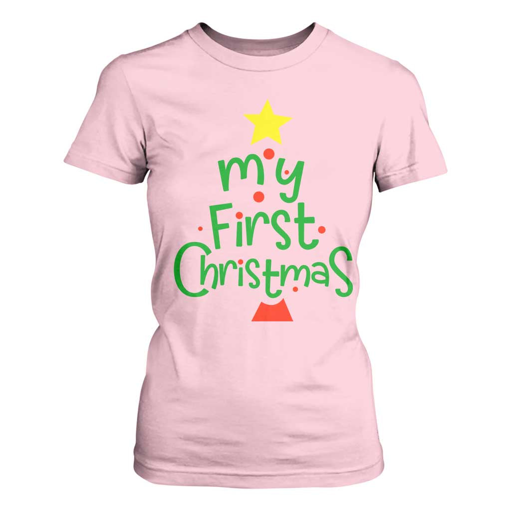 My First Christmas Family Matching T Shirt For Women TS09 Light Pink Print Your Wear
